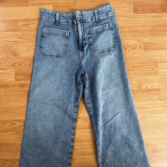 Wide Leg - High Waisted - Cropped Jeans - Picture 1 of 5